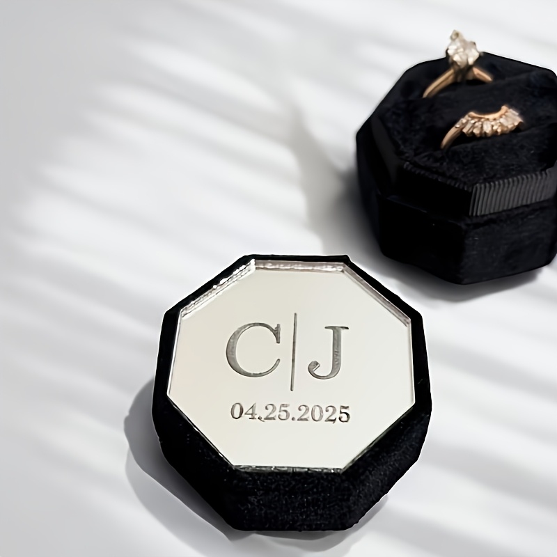 Custom Hexagonal Velvet Ring Box, 2-Compartment